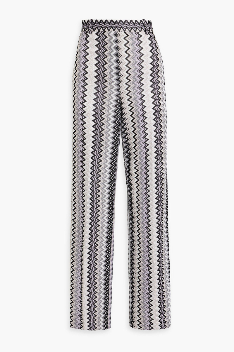 missoni - metallic crochet-knit straight-leg pants - metallic - it 42