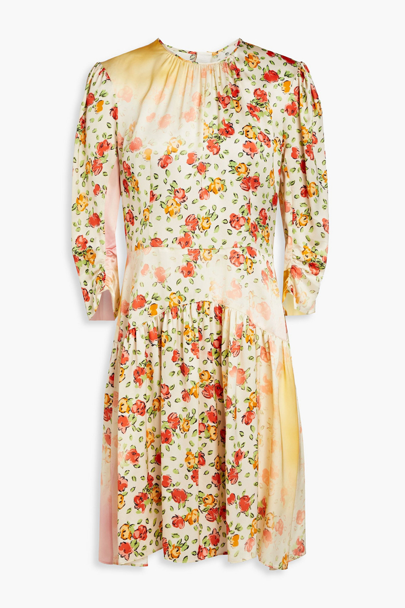 Marni - Gathered floral-print satin mini dress - White - IT 46