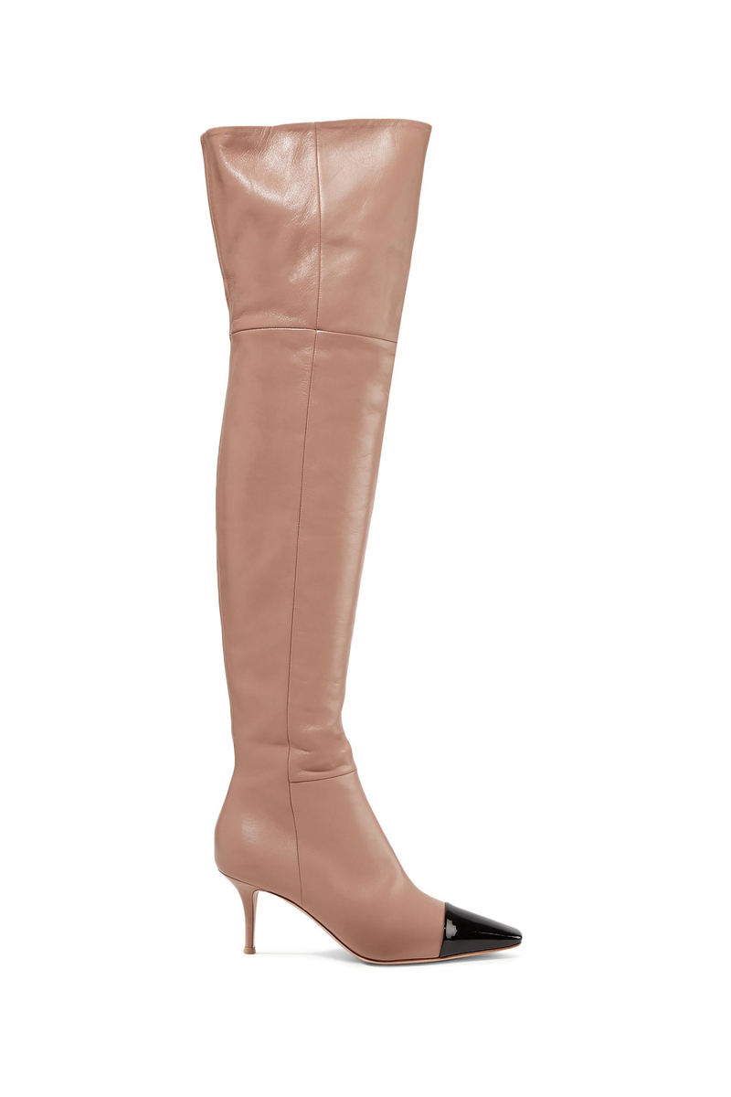 Gianvito Rossi - 70 two-tone leather over-the-knee boots - Neutral - EU 36.5