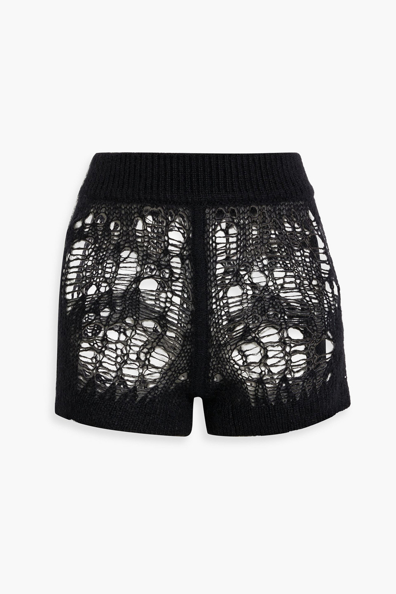 rick owens - spider open-knit shorts - black - xs