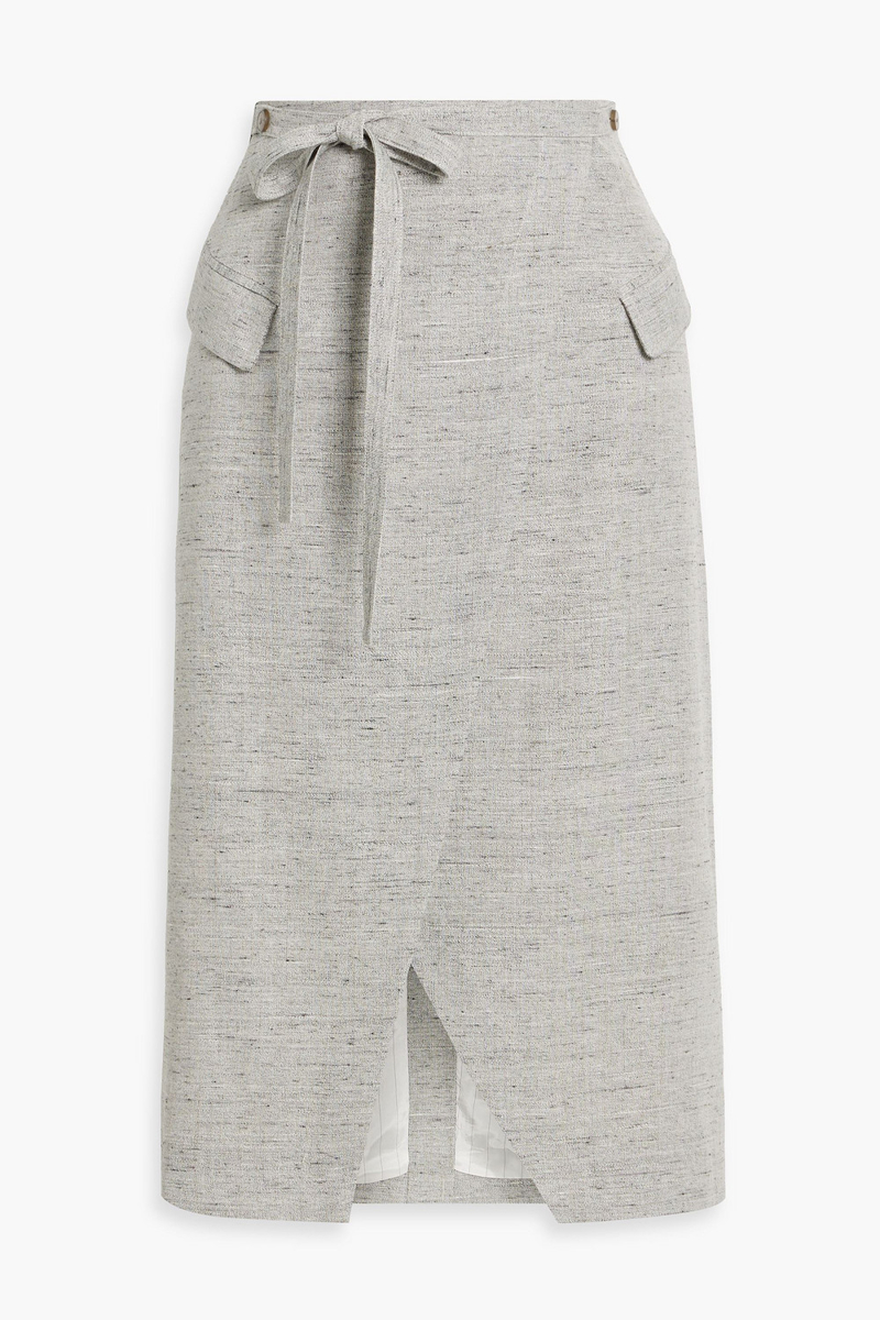 3.1 phillip lim - wrap-effect tweed midi skirt - gray - us 2