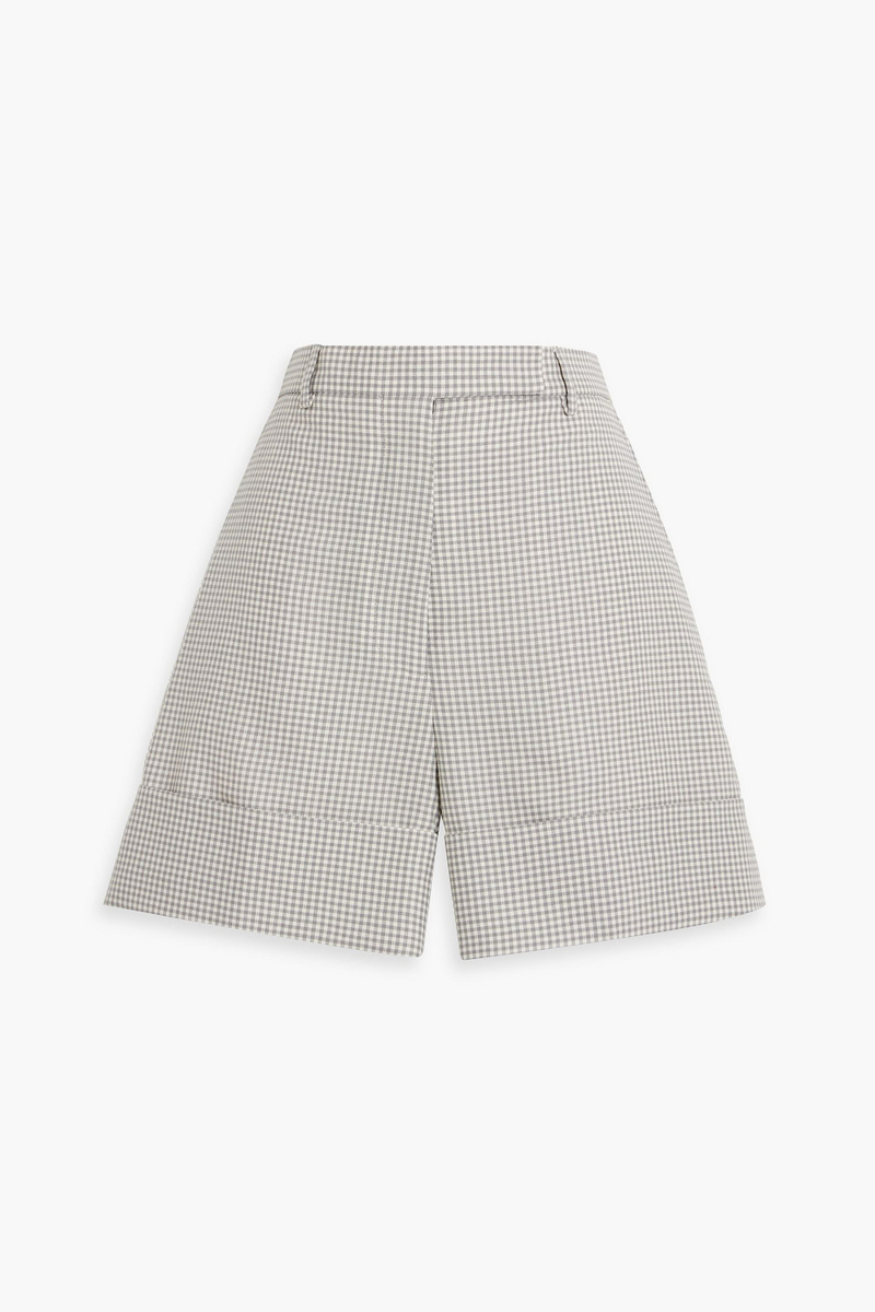thom browne - gingham wool-blend shorts - gray - it 42