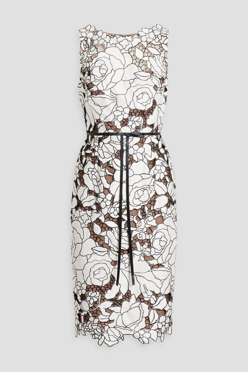 Marchesa Notte - Layered embroidered satin-twill and tulle dress - White - US 4