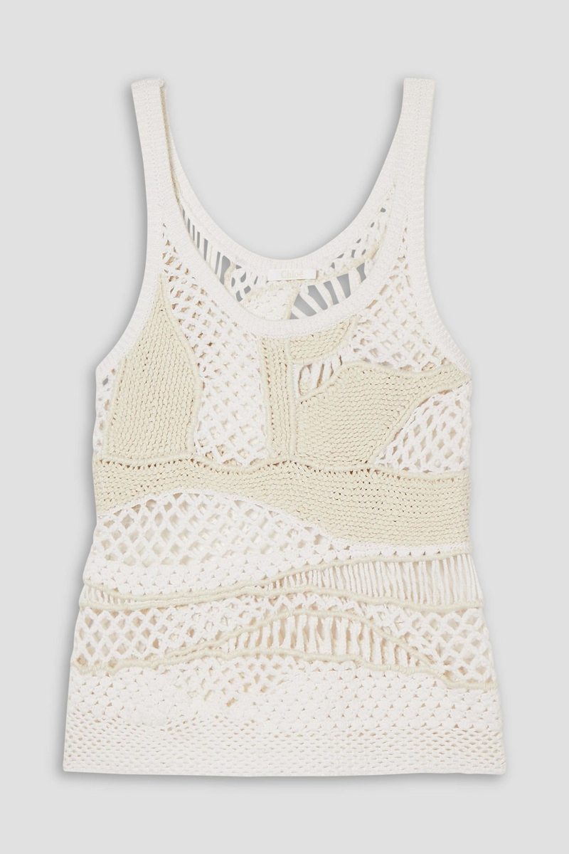 Chloé - Crocheted wool and silk-blend tank - White - M