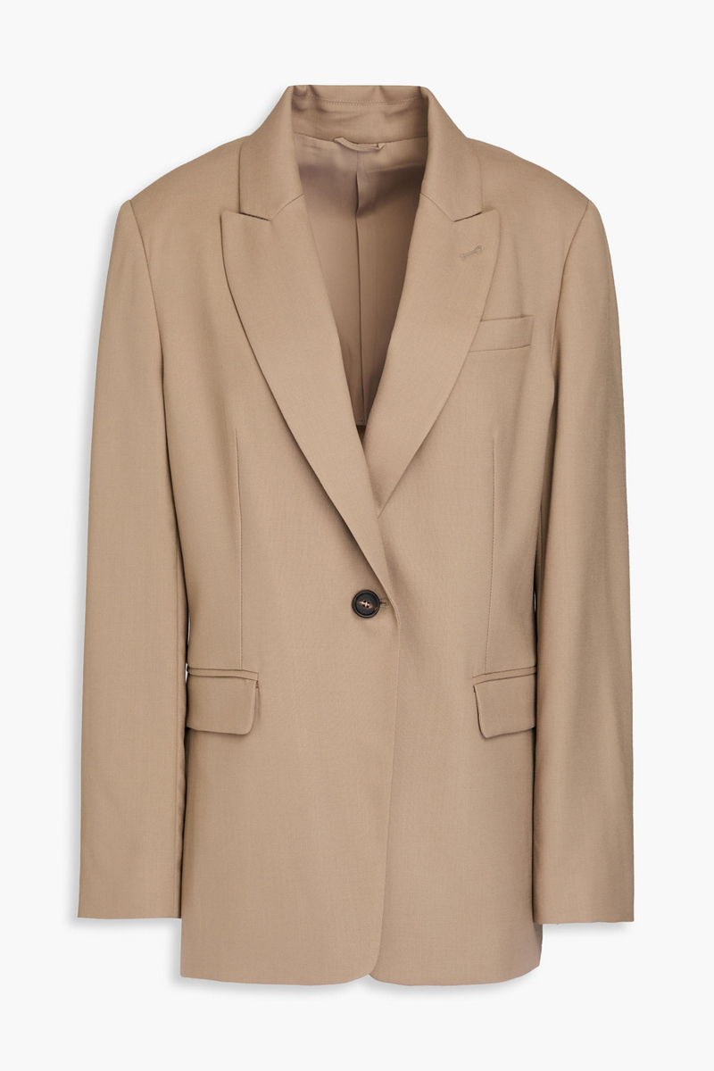 brunello cucinelli - bead-embellished grain de poudre wool blazer - neutral - it 38