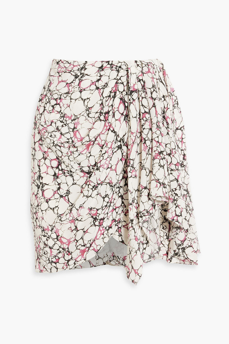 Isabel Marant - Ixori draped printed silk crepe de chine mini skirt - Pink - FR 40