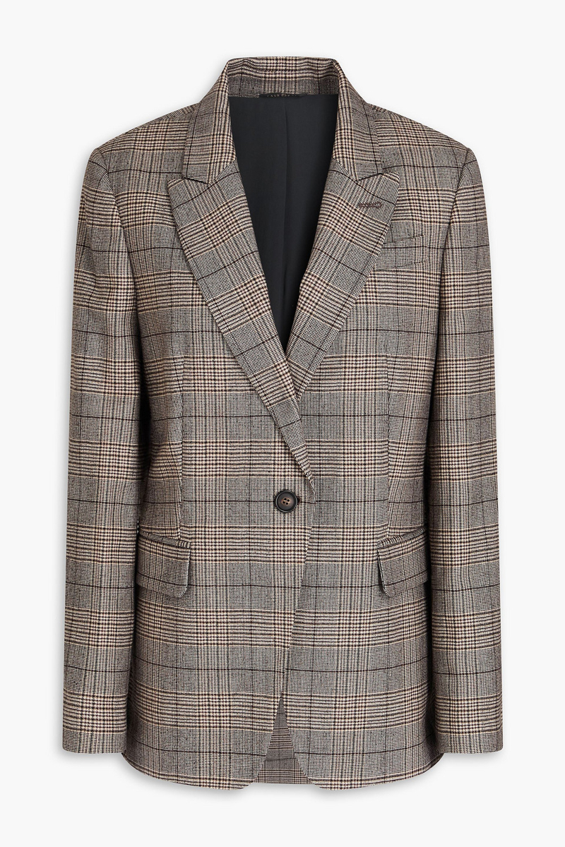 brunello cucinelli - bead-embellished checked wool-blend blazer - brown - it 38