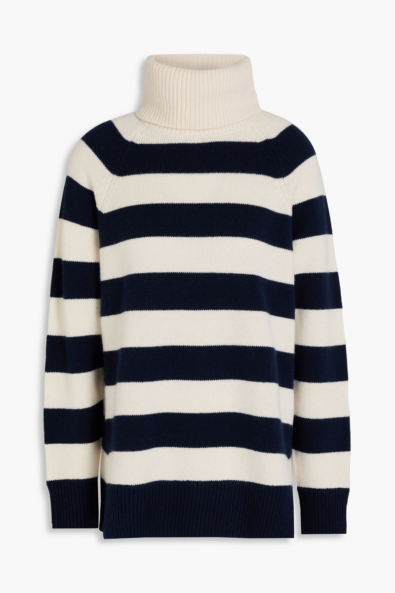 zimmermann - striped wool and cashmere-blend turtleneck sweater - blue - 0