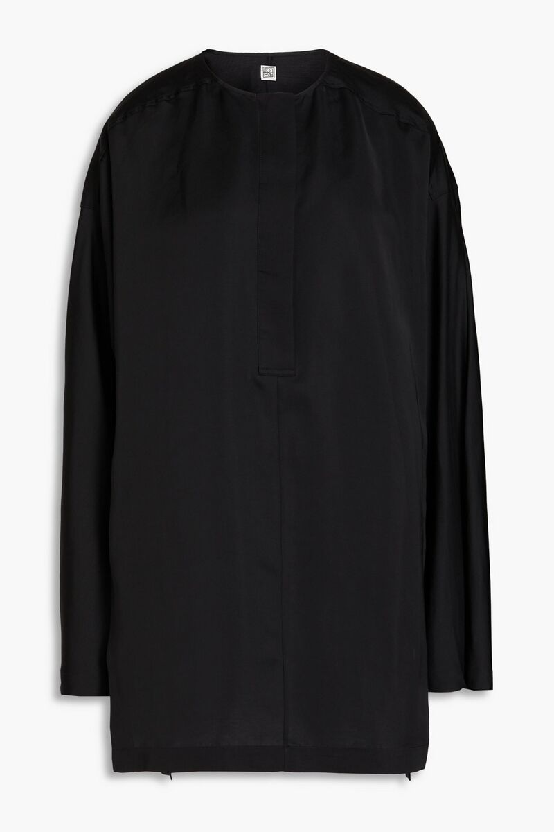 Totême - Silk and linen-blend blouse - Black - FR 32