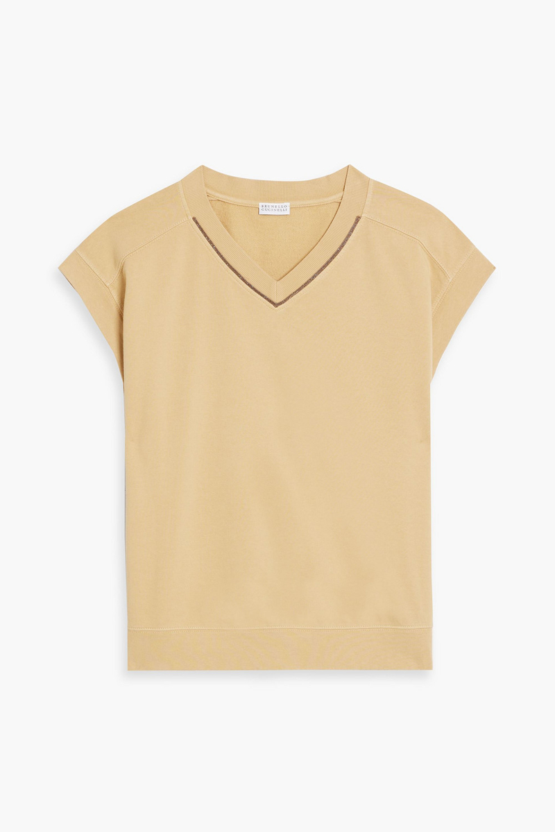 brunello cucinelli - bead-embellished french cotton-terry sweatshirt - neutral - m