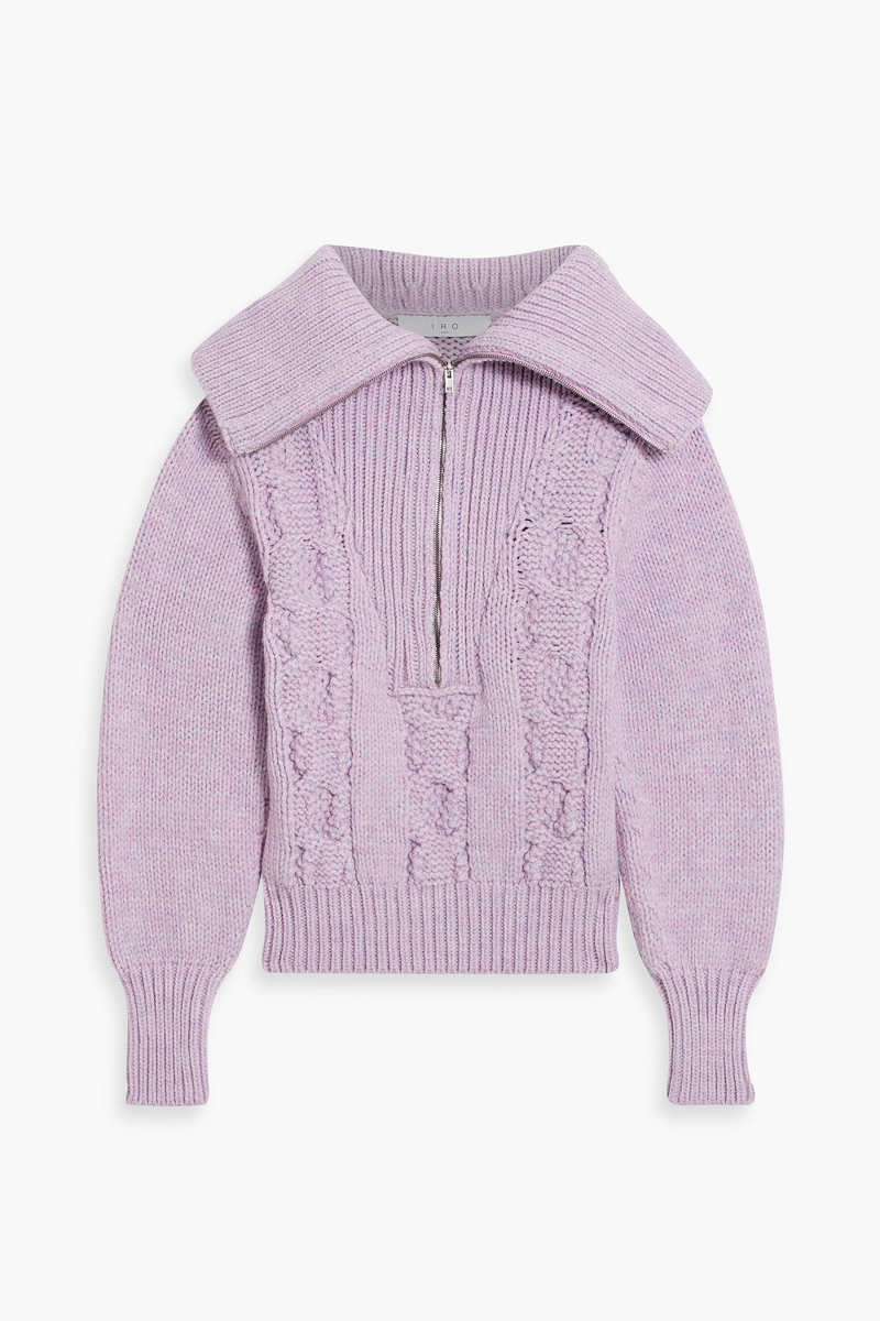 iro - holea cable-knit wool-blend half-zip sweater - purple - l