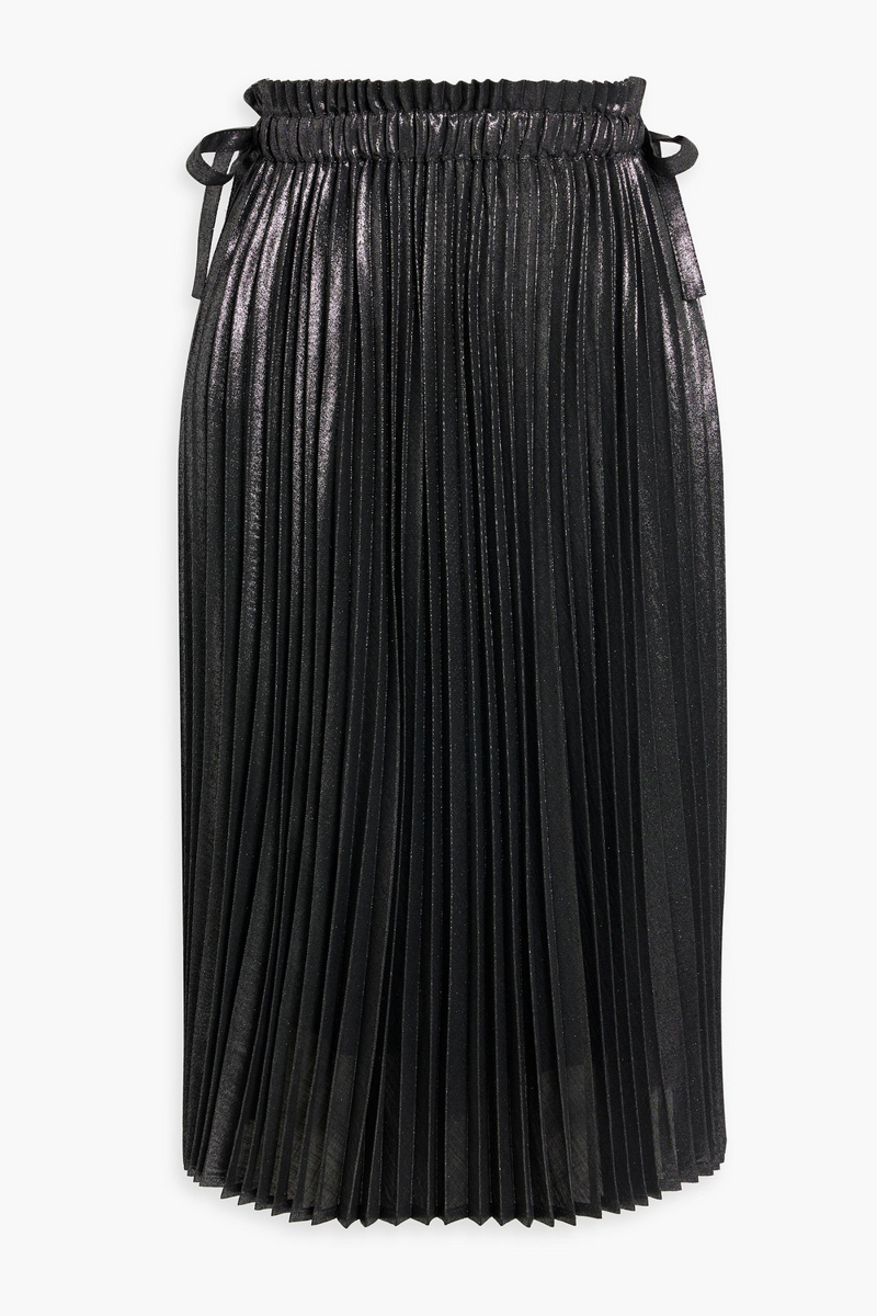 brunello cucinelli - metallic pleated woven skirt - gray - it 40