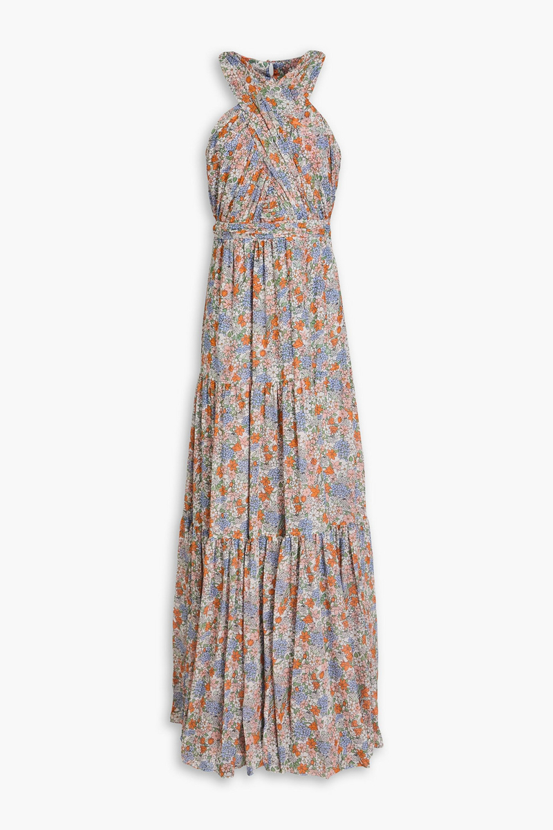 veronica beard - florencia tiered floral-print silk-chiffon maxi dress - blue - us 14