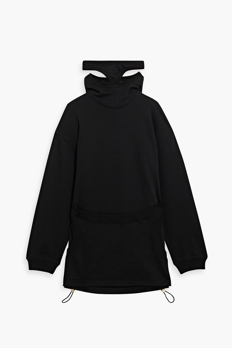 Dion Lee - Oversized layered French cotton-terry hoodie - Black - UK 6
