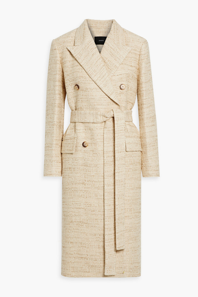 joseph - cornwall double-breasted cotton-blend tweed coat - neutral - fr 38