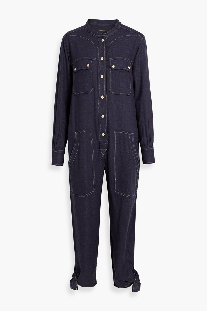 Isabel Marant - Tacaia cropped silk-tweed jumpsuit - Blue - FR 36