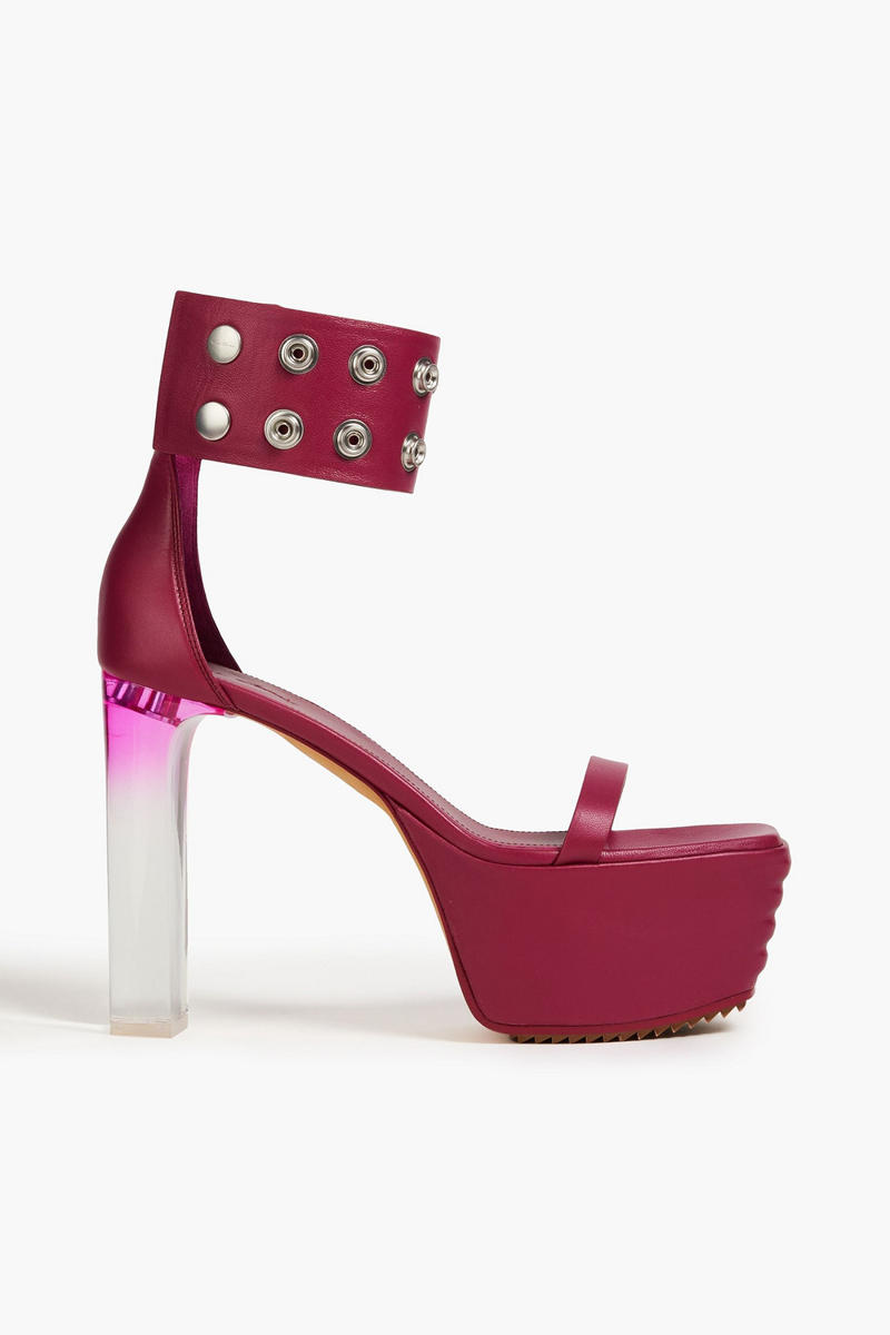 Rick Owens - Luxor eyelet-embellished leather platform sandals - Purple - EU 36