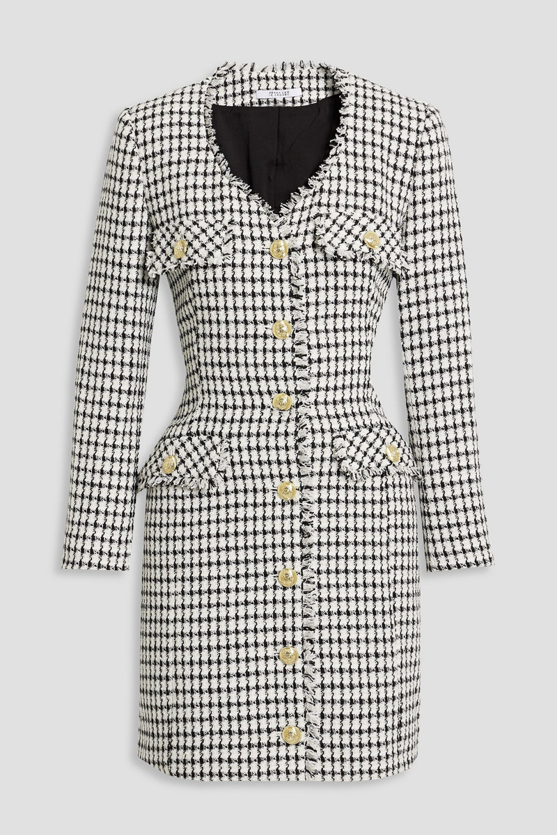 Derek Lam 10 Crosby - Checked bouclé-tweed mini dress - Black - US 10