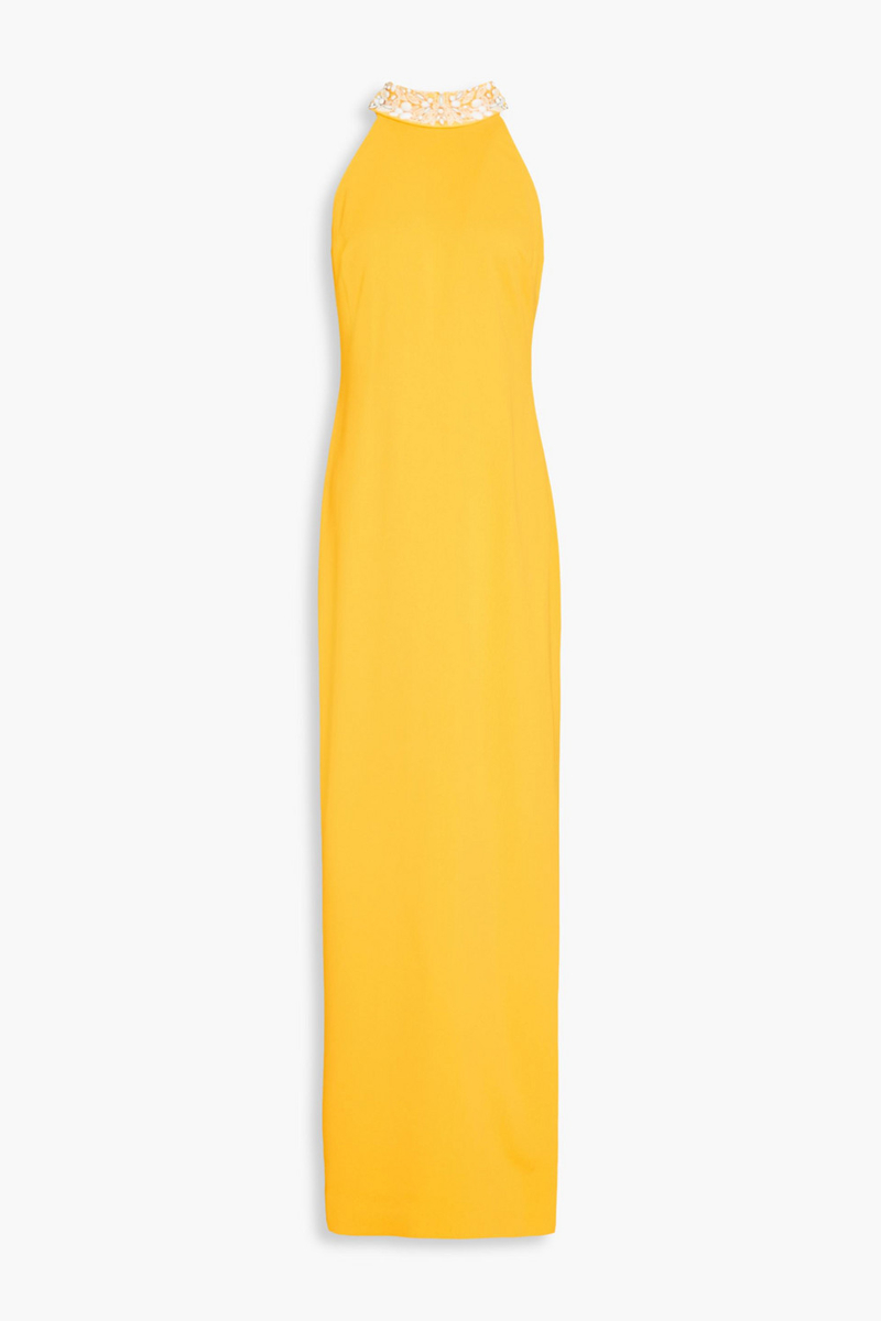 badgley mischka - embellished crepe gown - yellow - us 8