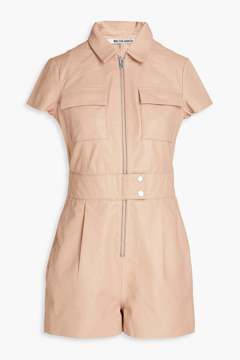 Walter Baker - Pleated leather playsuit - Pink - S