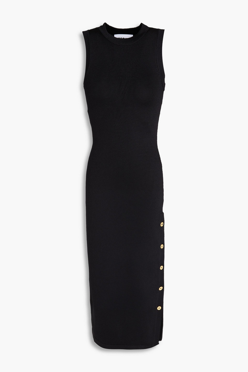 moschino - button-detailed knitted midi dress - black - it 44