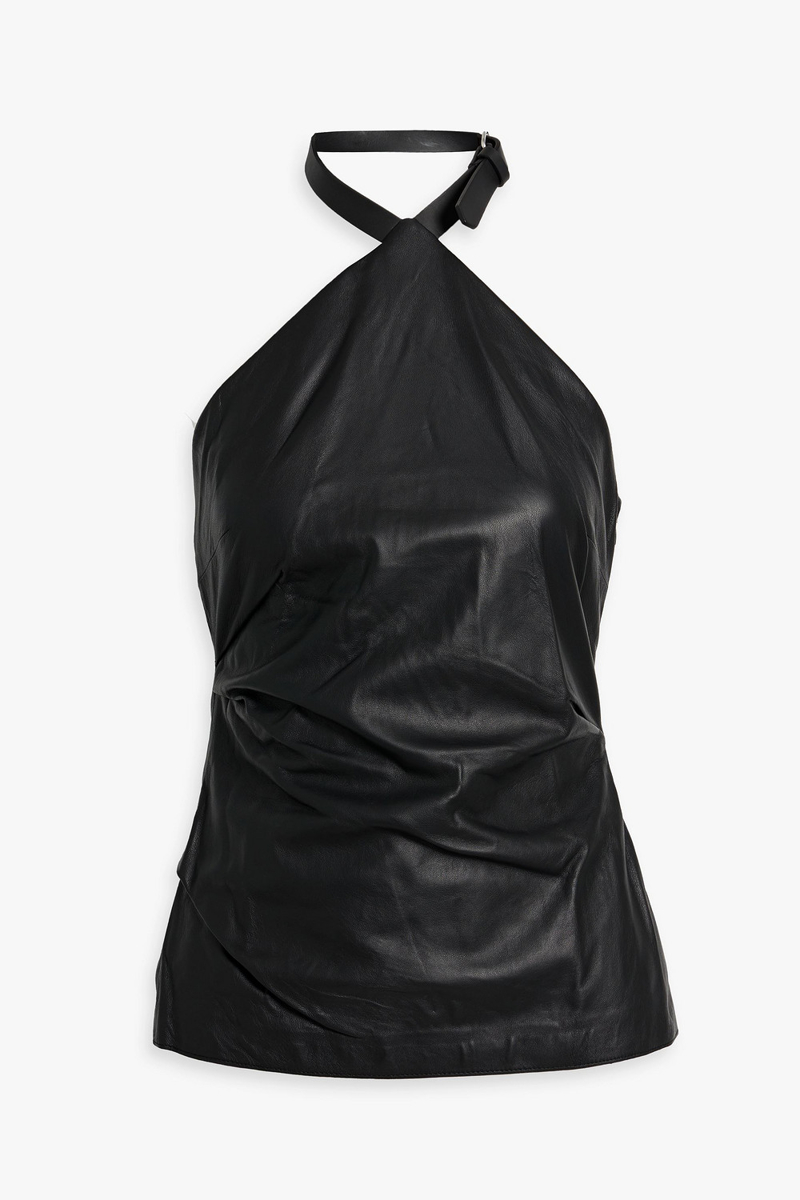 acne studios - leather halterneck top - black - de 32