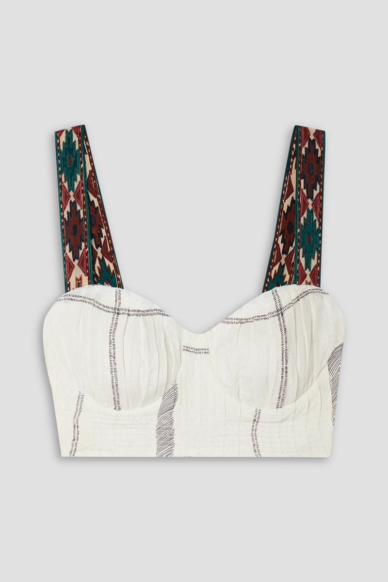 Emporio Sirenuse - Dalia cropped shirred linen top - White - IT 48