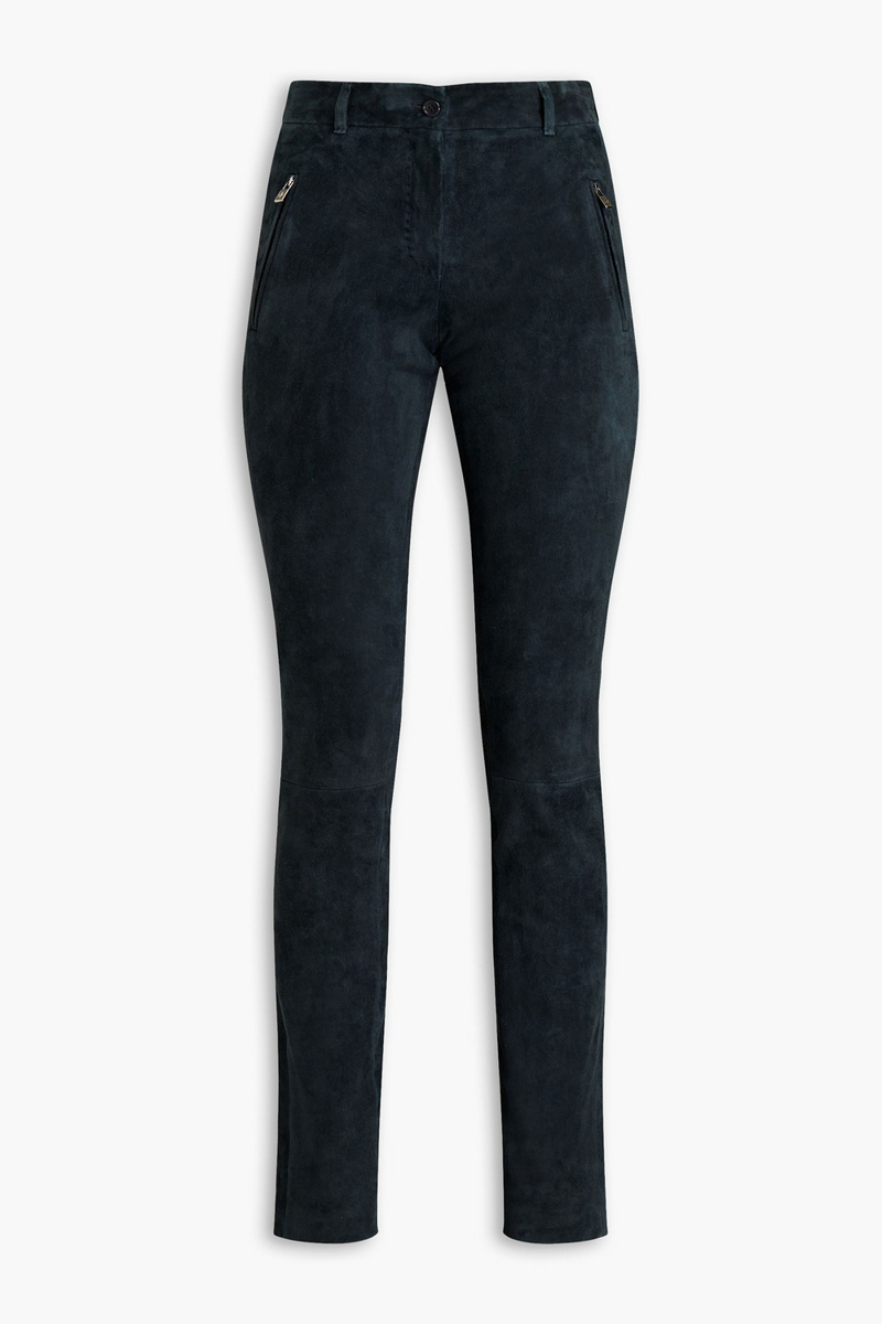 loro piana - suede slim-leg pants - green - it 42