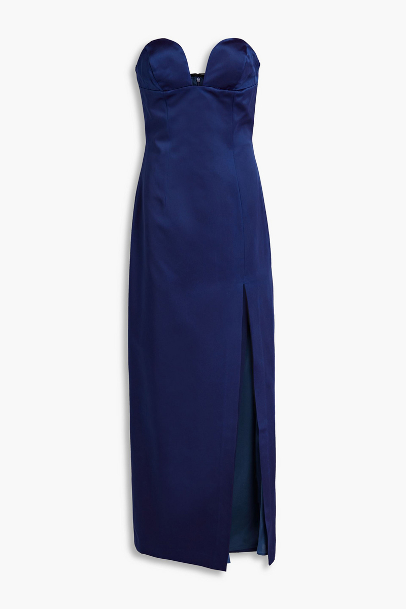 Sara Battaglia - Strapless satin maxi dress - Blue - IT 42