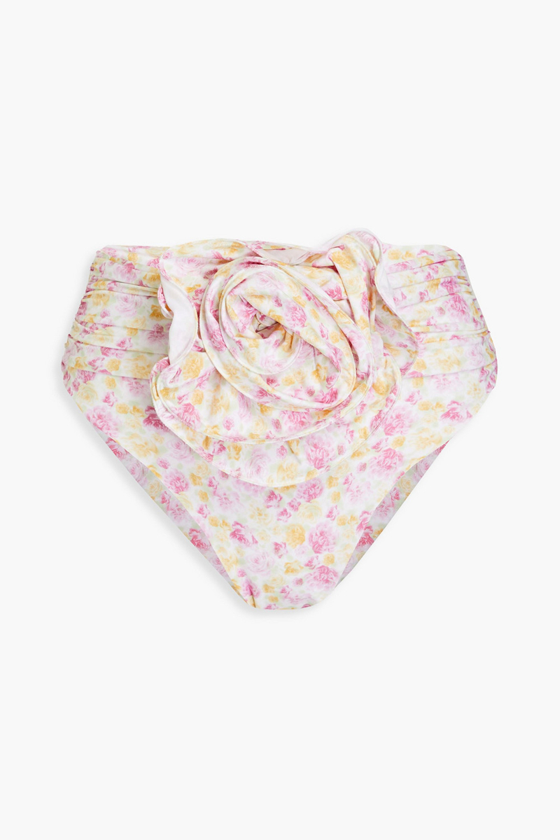 Magda Butrym - Ruched floral-print high-rise bikini briefs - Pink - FR 42