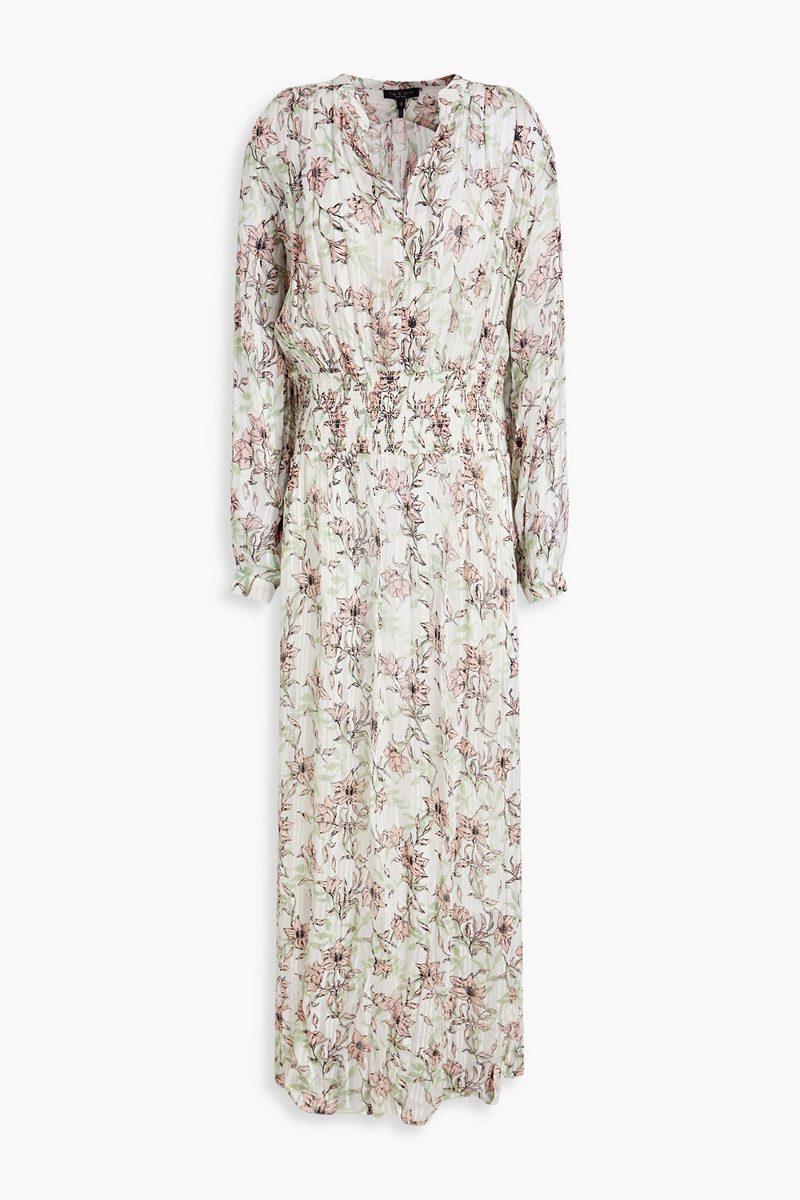 rag & bone - Calista shirred metallic floral-print chiffon maxi dress - Multicolor - M
