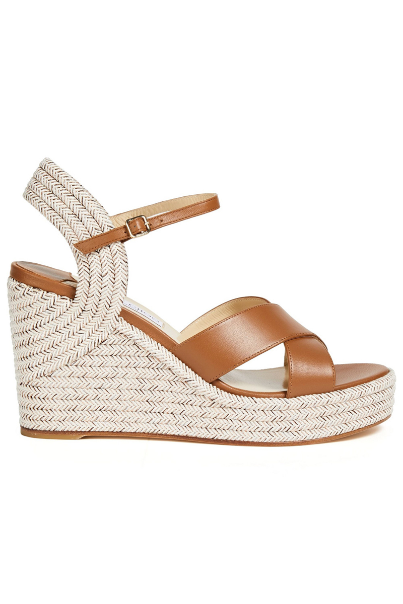 Jimmy Choo - Dellena 100 leather espadrille wedge sandals - Brown - EU 41