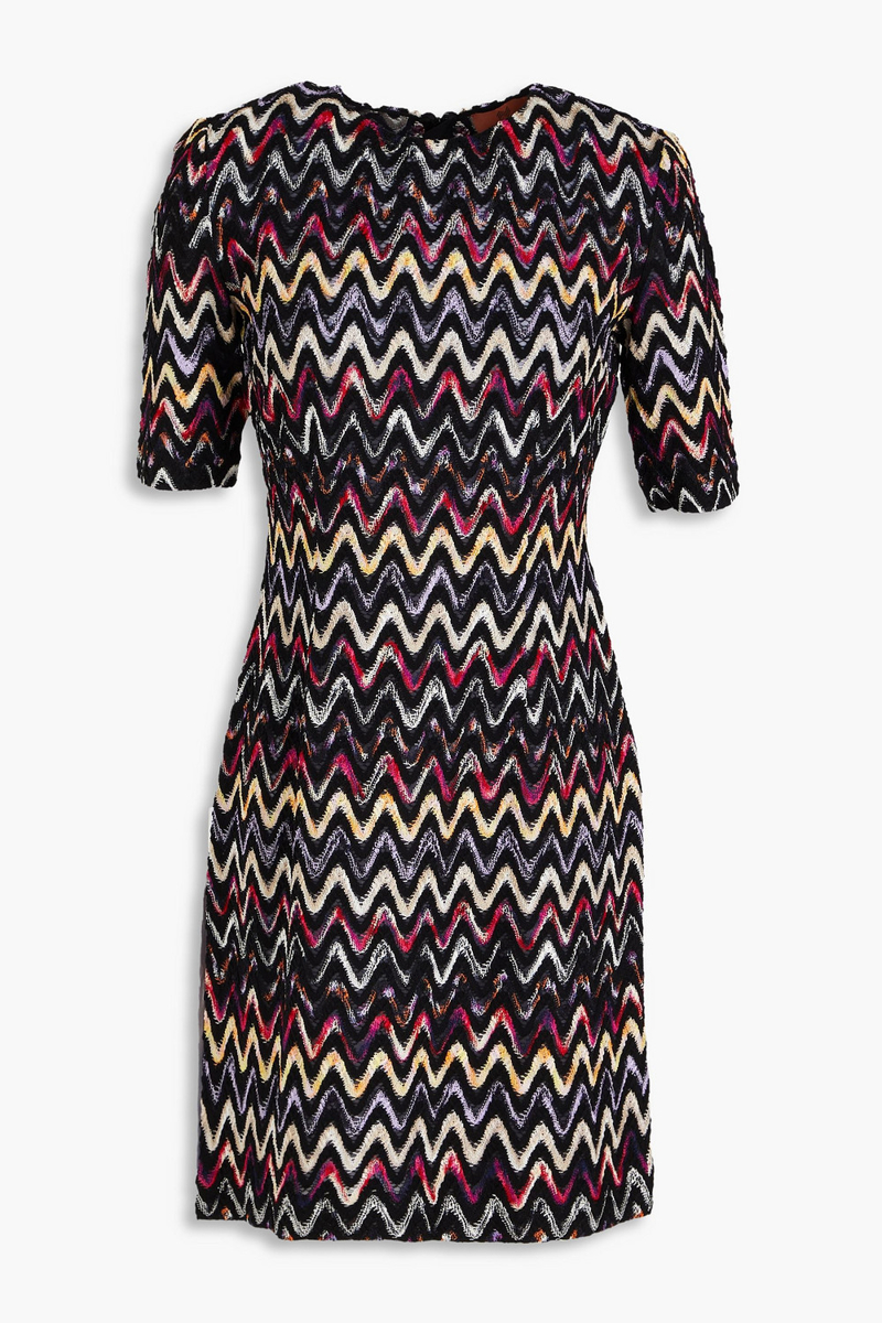missoni - crochet-knit wool-blend mini dress - black - it 38