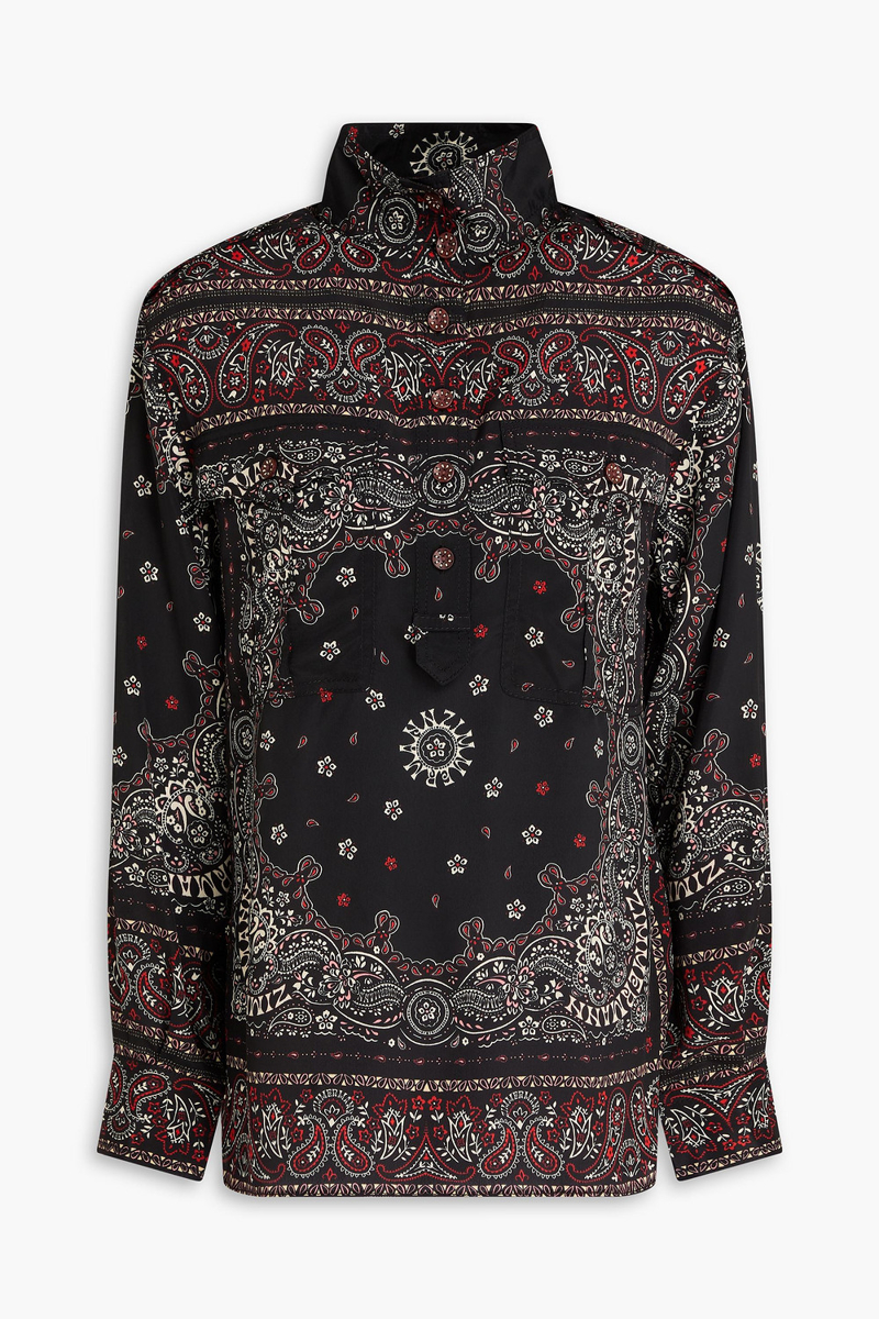 zimmermann - paisley-print satin shirt - black - 2