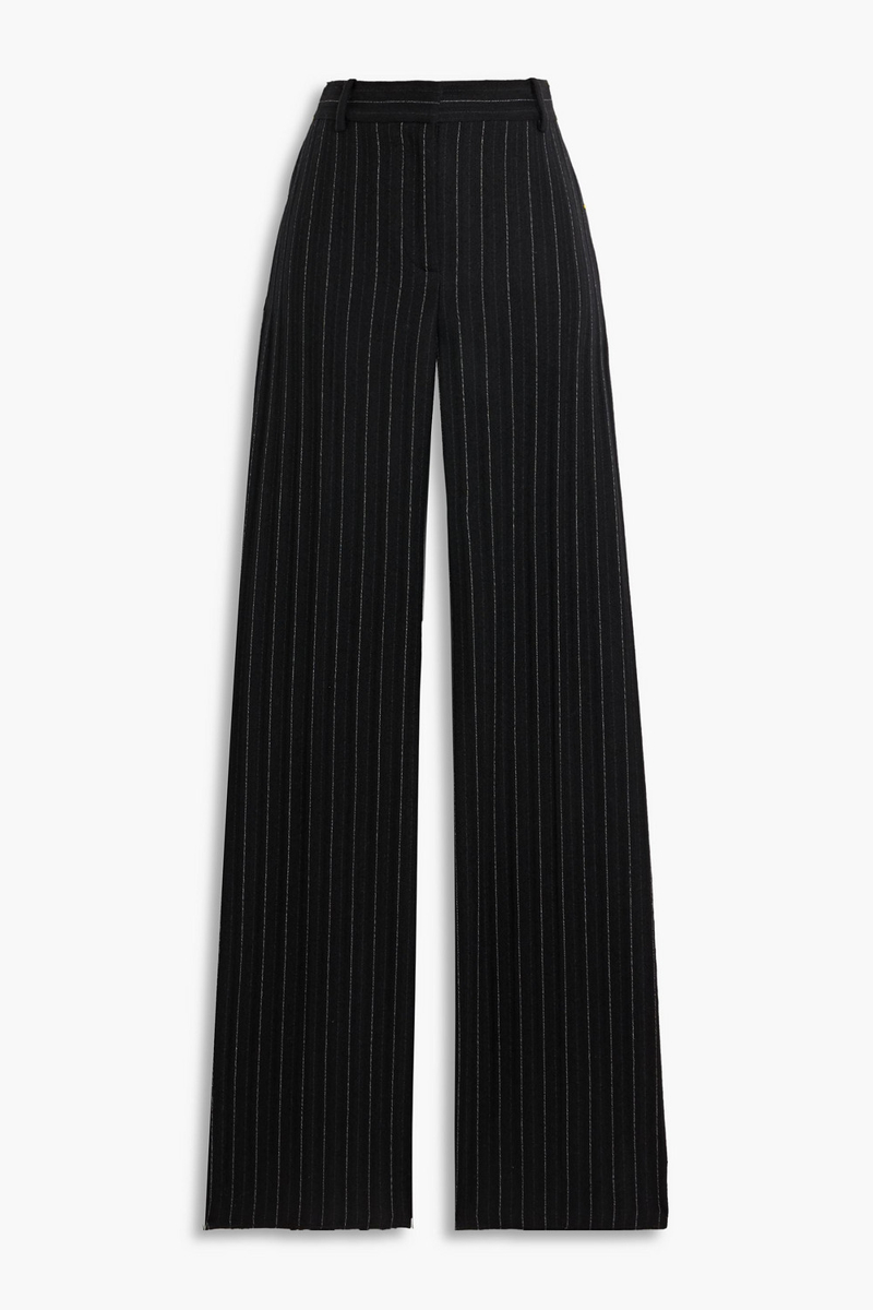 veronica de piante - anya pinstriped wool wide-leg pants - black - it 38