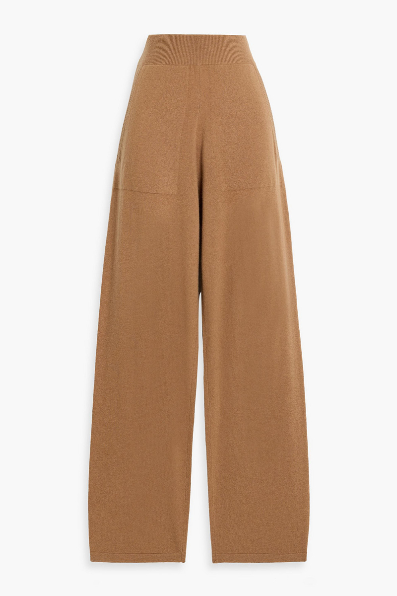 max mara - ghiro wool and cashmere-blend straight-leg pants - brown - s