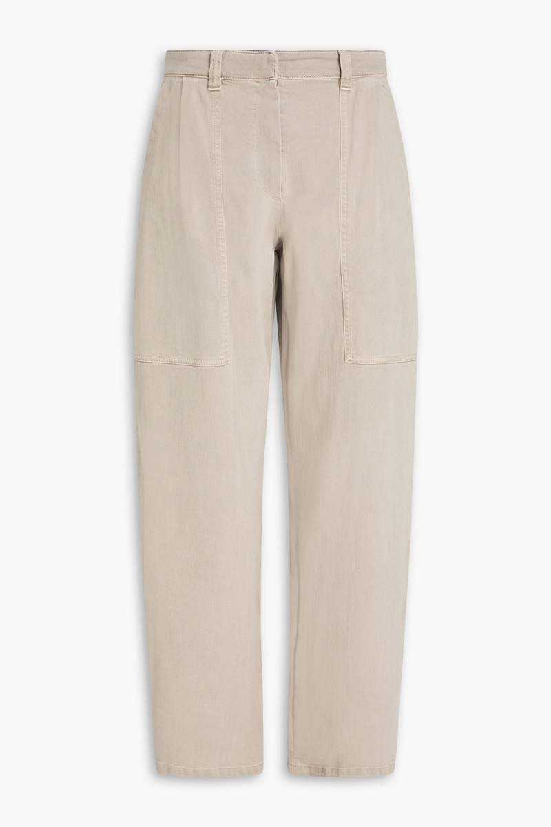 brunello cucinelli - bead-embellished high-rise wide-leg jeans - neutral - it 42