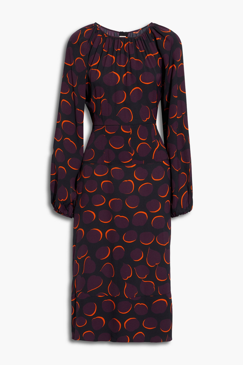 Marni - Printed crepe midi dress - Black - IT 38