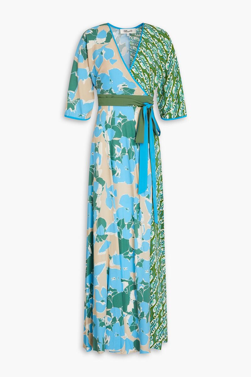Diane von Furstenberg - Wrap-effect pleated woven maxi dress - Green - M