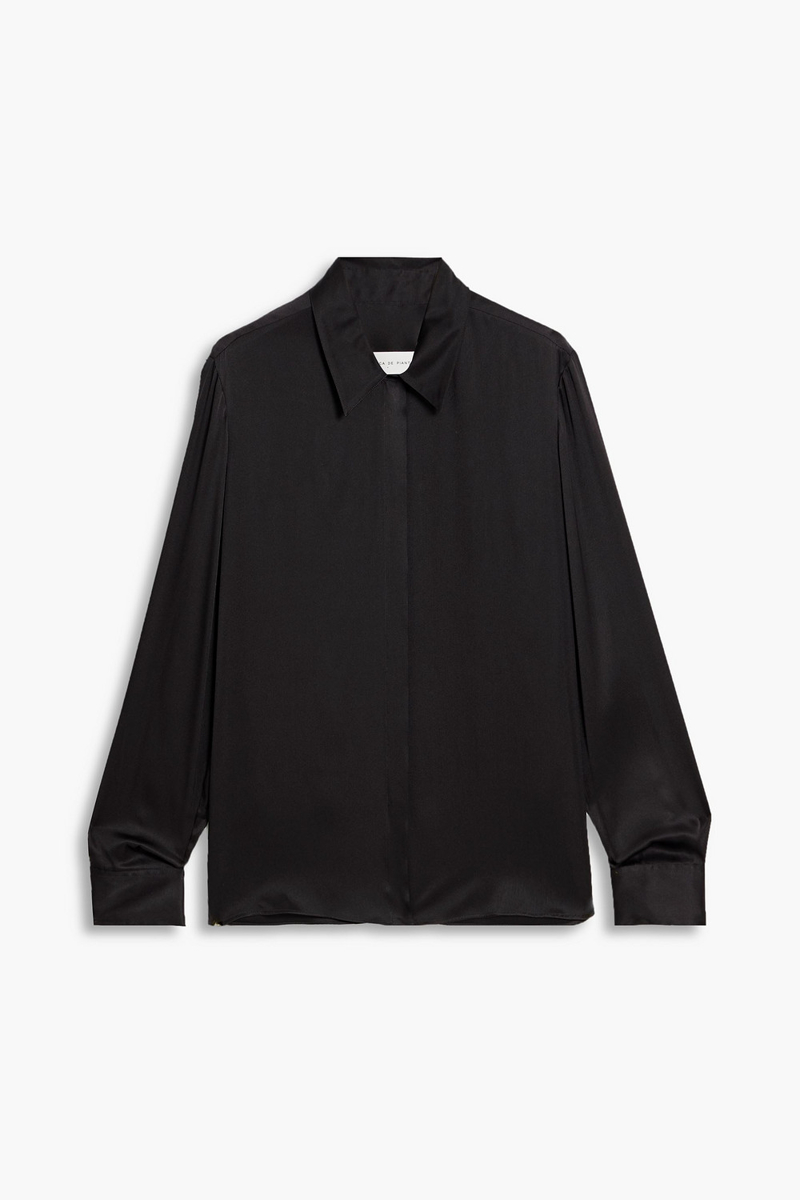 veronica de piante - camille washed-silk shirt - black - it 36