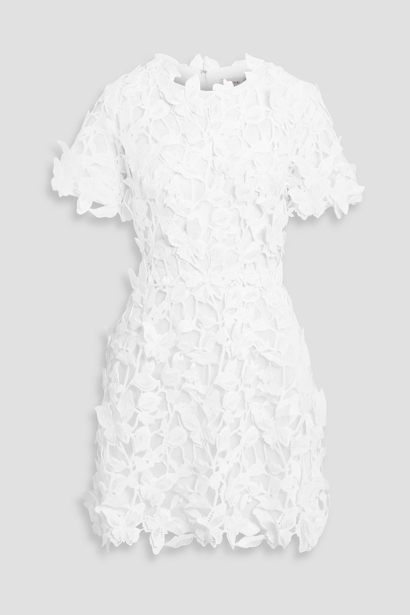 simkhai - darla appliquéd guipure lace mini dress - white - us 0