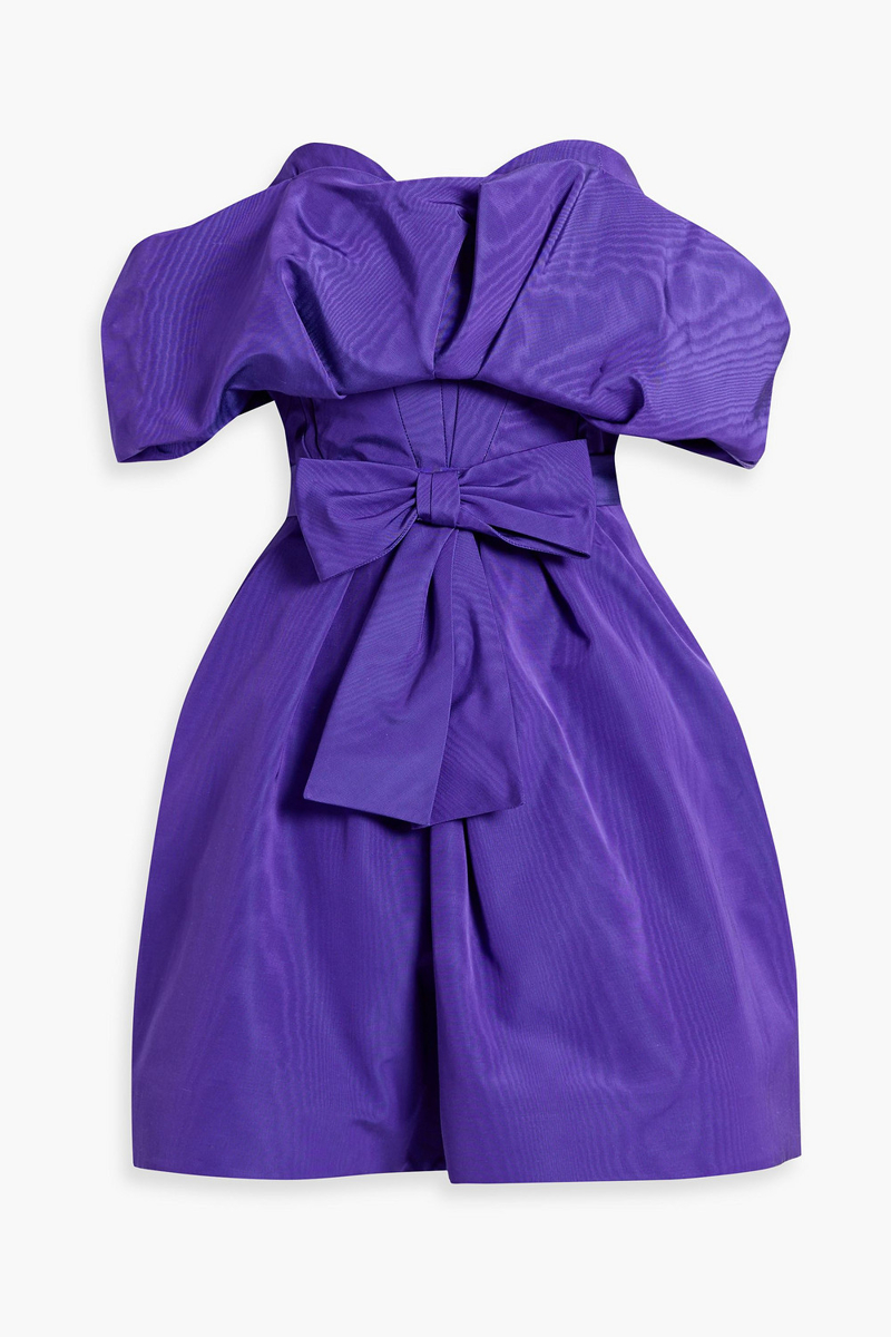 Oscar de la Renta - Strapless ruffled cotton-blend moire mini dress - Purple - US 0