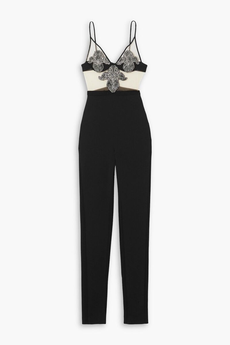 David Koma - Crystal-embellished crepe jumpsuit - Black - UK 4