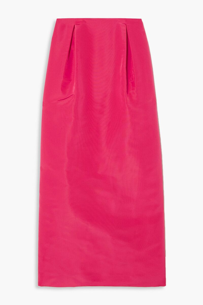 Rebecca Vallance - Pleated silk-faille midi pencil skirt - Pink - UK 2