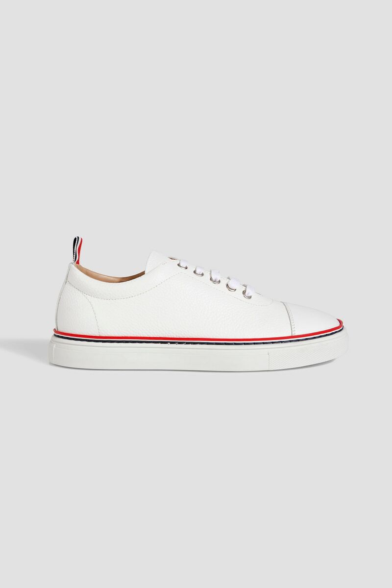 Thom Browne - Smooth and pebbled-leather sneakers - White - EU 35