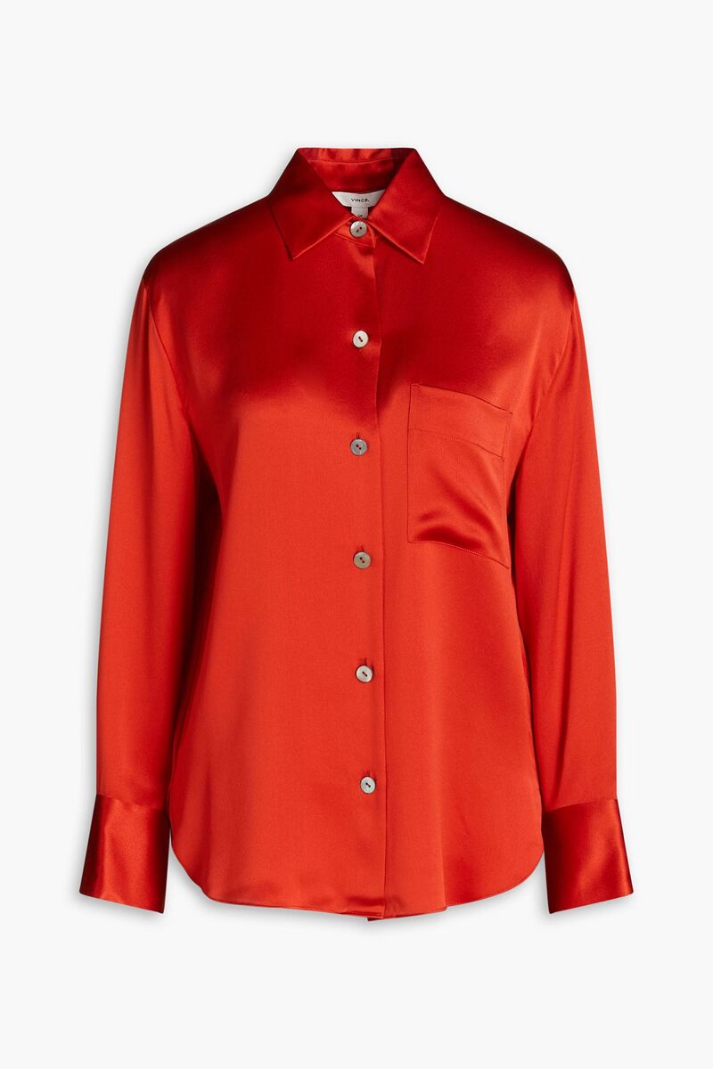 Vince. - Silk-satin crepe shirt - Orange - L