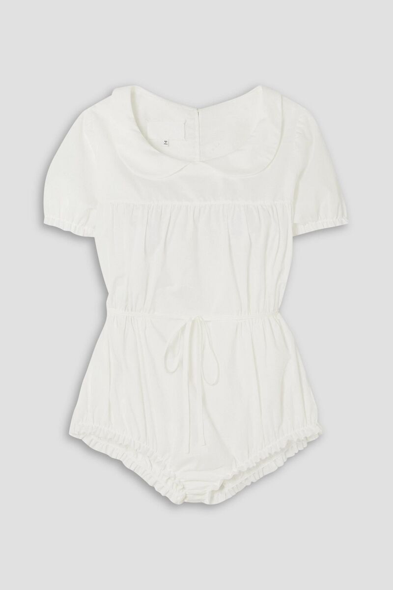 Maison Margiela - Gathered belted cotton-poplin bodysuit - White - IT 36