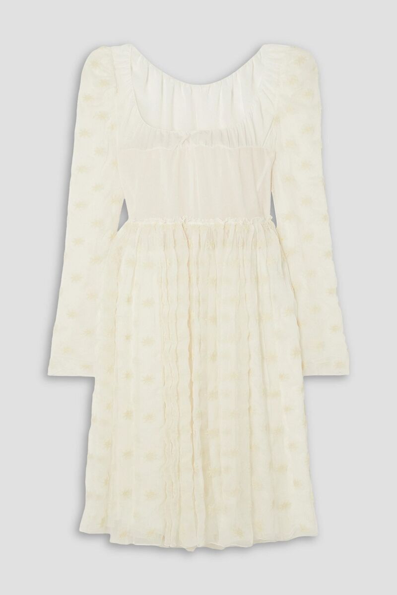 Chloé - Embroidered silk-chiffon and georgette dress - White - FR 38