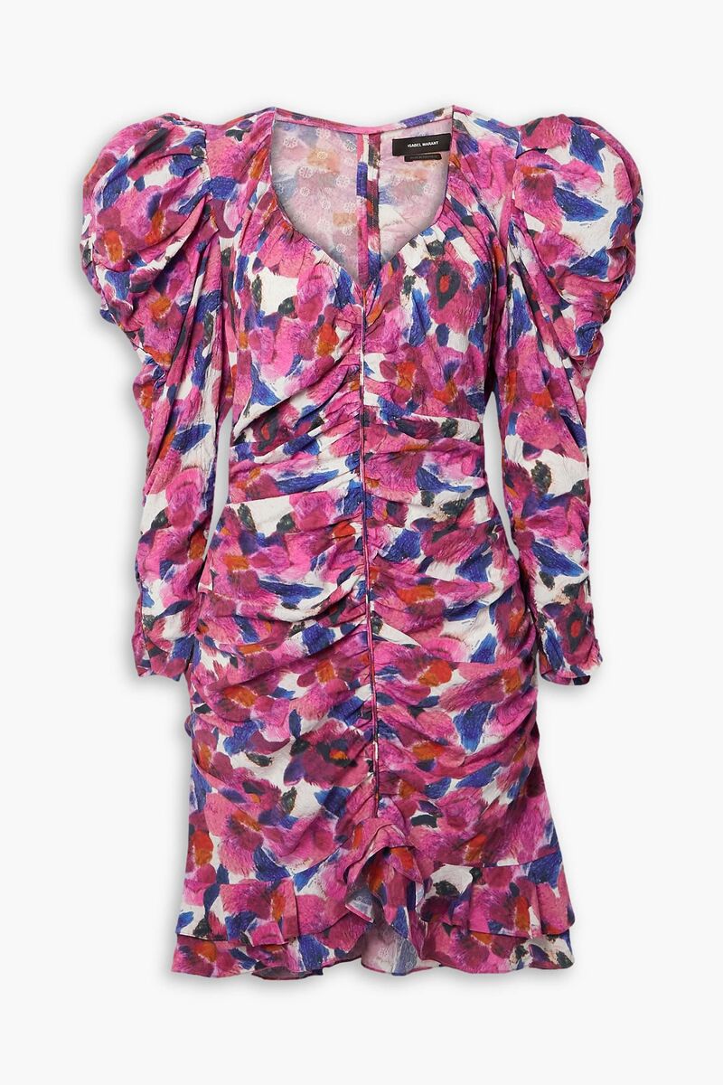 Isabel Marant - Mireya ruffled floral-print crepe mini dress - Red - FR 40