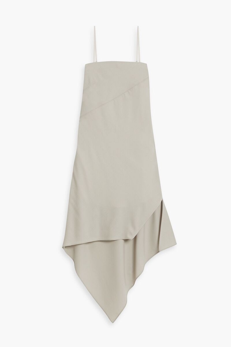 Helmut Lang - Asymmetric wool-twill dress - Gray - US 2